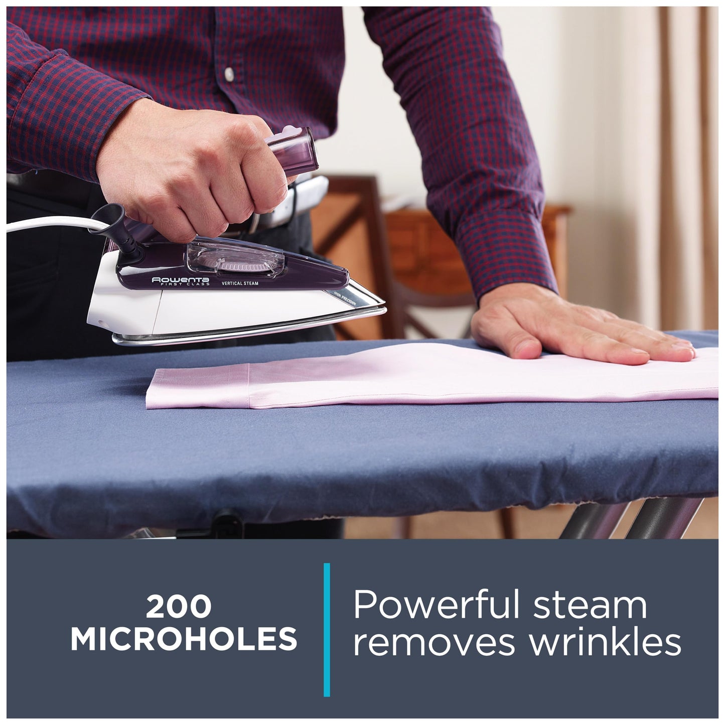 Rowenta Travel Iron, Pro Compact Stainless Steel Soleplate Hand Held Steamer Iron for Clothes, 200 Microsteam Holes, 1000 Watts Ironing, Fabric Steamer, Dual Voltage, Mini Iron, Purple, DA1560
