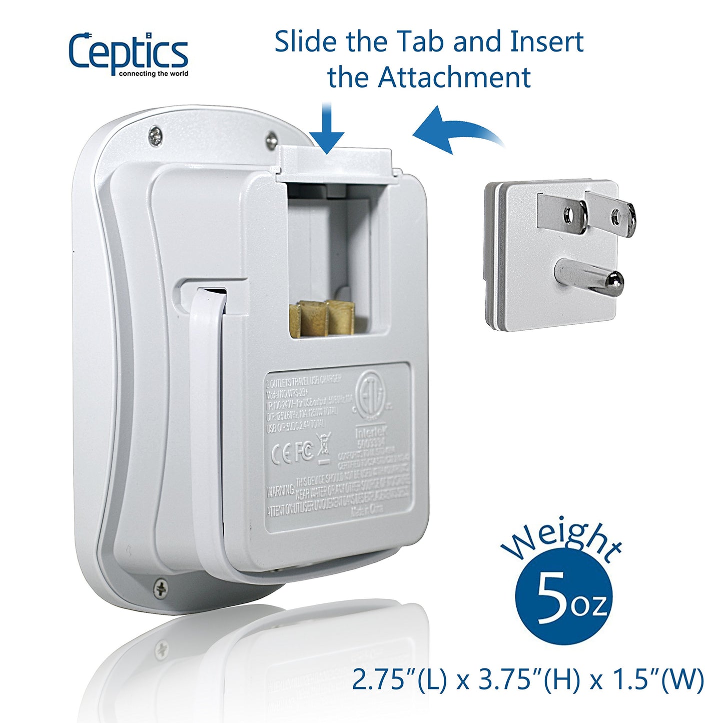 Ceptics International Plug Adapter Kit, World Safest Grounded 13 Adaptor Set Dual USB Ports - Travel Anywhere - Business Use - Perfect for Laptops, Cell Phones, Chargers - Surge Protection