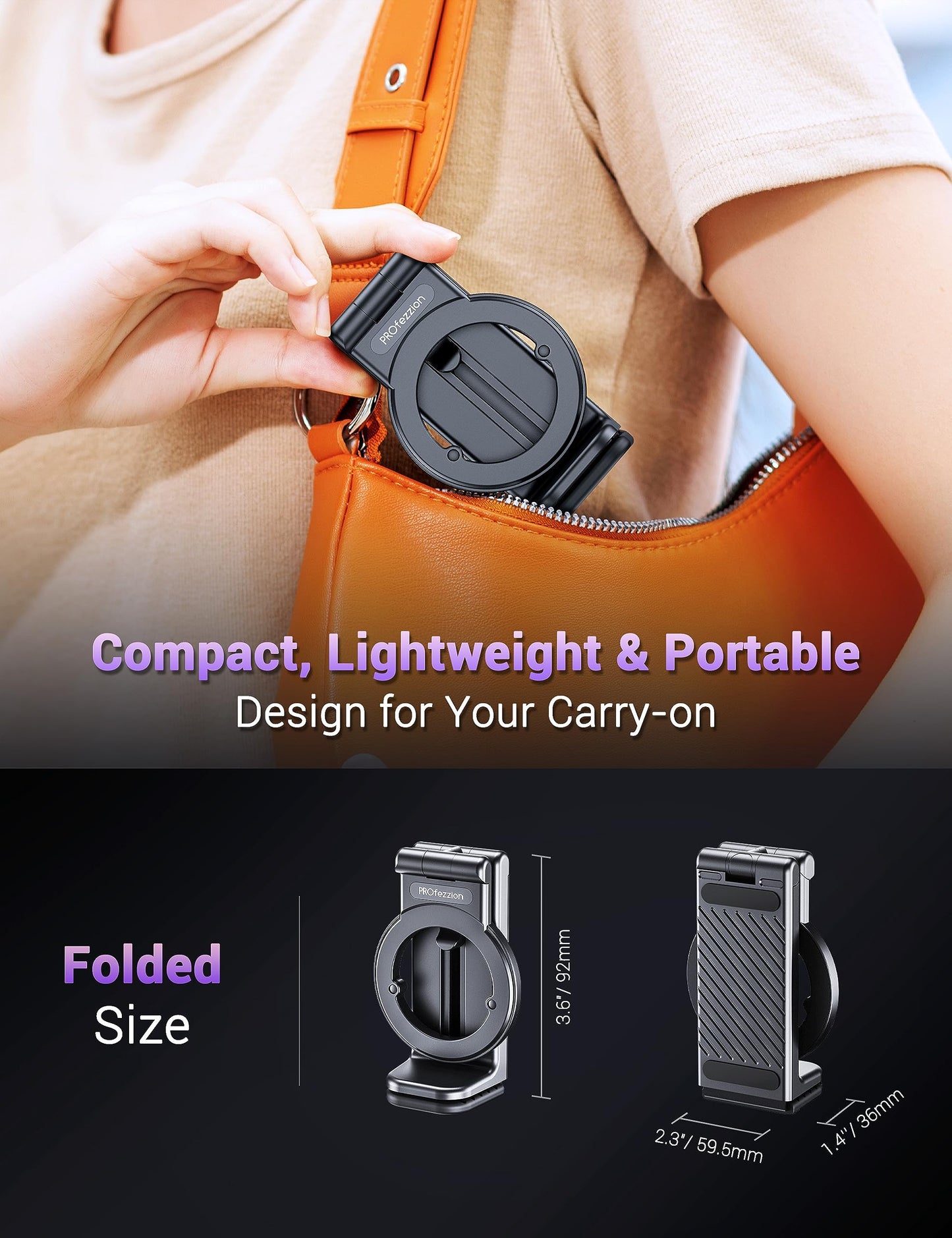 PROfezzion Magnetic Airplane Phone Holder for MagSafe iPhone 17, 16, 15, 14, 13, 12 & All Phones, Handsfree Plane Phone Mount for Seat Tray Table, Travel Essentials Must Have Accessories for Flying
