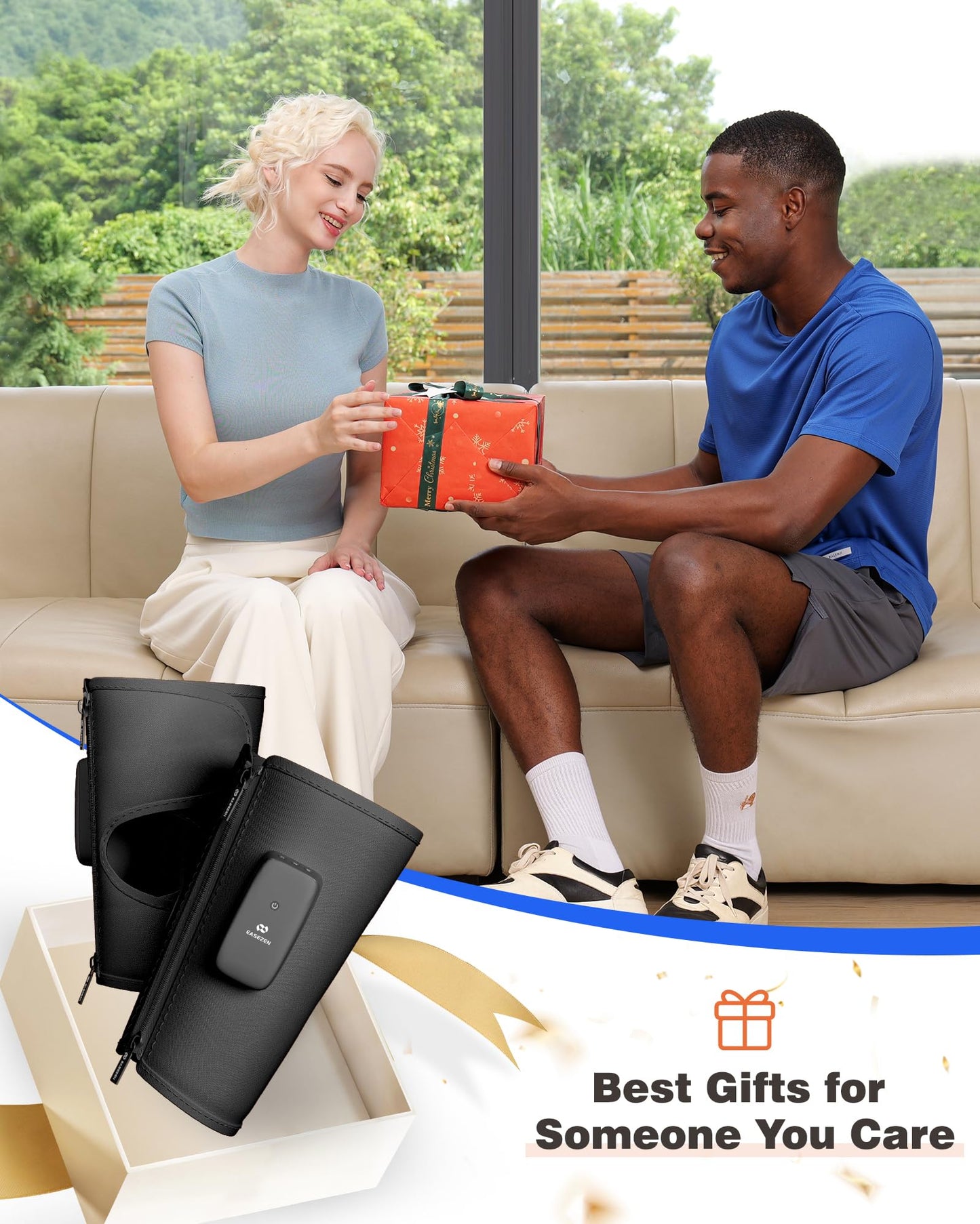 Leg Massager for Circulation and Pain Relief, Cordless Air Compression Calf Massager with Free Extension Piece for Leg, Calf, Thigh and Arm, Gifts for Dad Mom Men Women, Relax for Gym Office Home