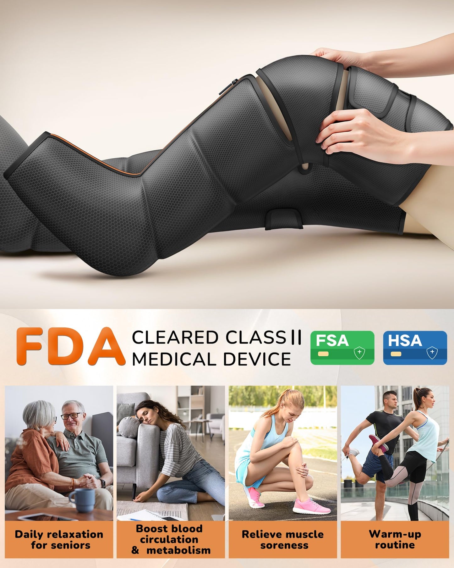 JZBRAIN Leg Massager with Heat and Compression : Sequential Compression Boots with 6 Modes, 9 Intensity and 3 Heat – Leg Massager for Circulation and Pain Relief - Gifts for Mom,Dad,Seniors,Him,Her