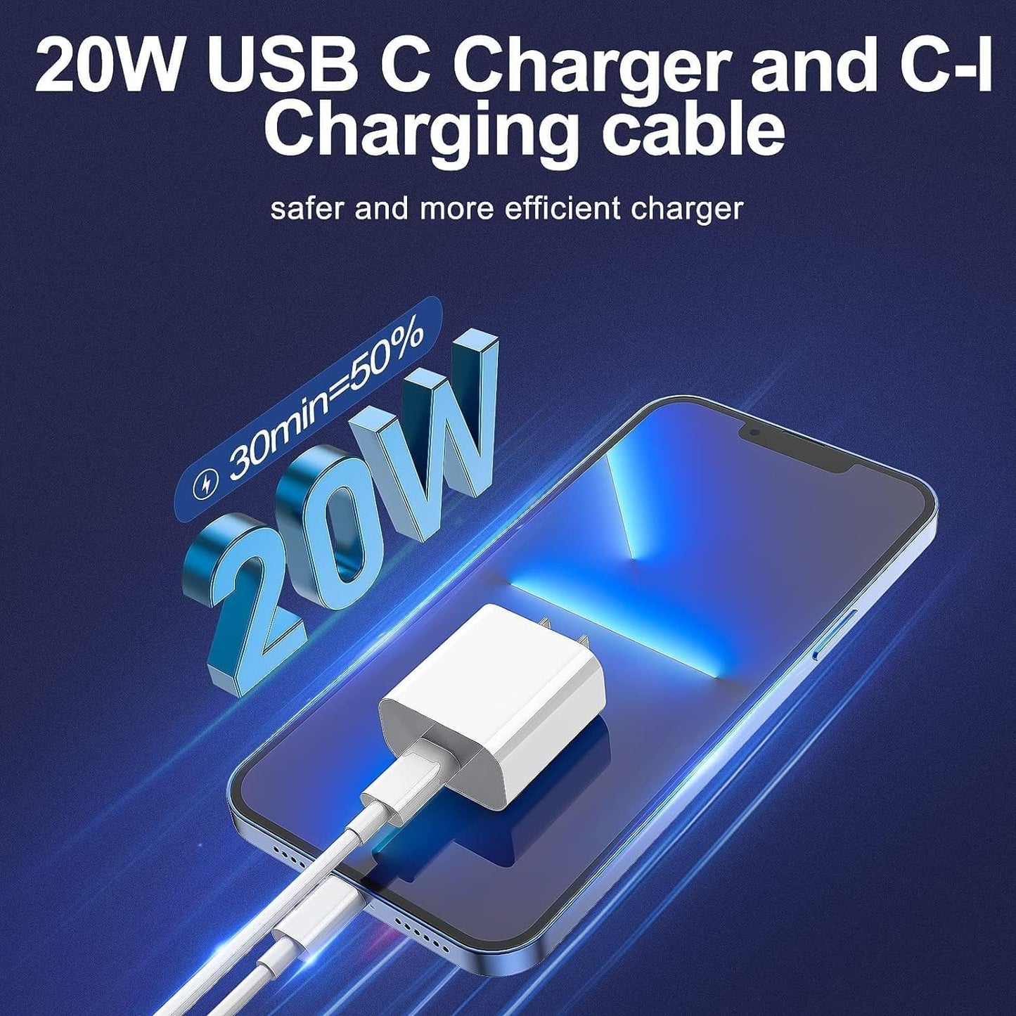 iPhone Charger Fast Charging 2 Pack Type C Wall Charger Block with 2 Pack [6FT&10FT] Long USB C to Lightning Cable for iPhone 14/13/12/12 Pro Max/11/Xs Max/XR/X,AirPod Pro