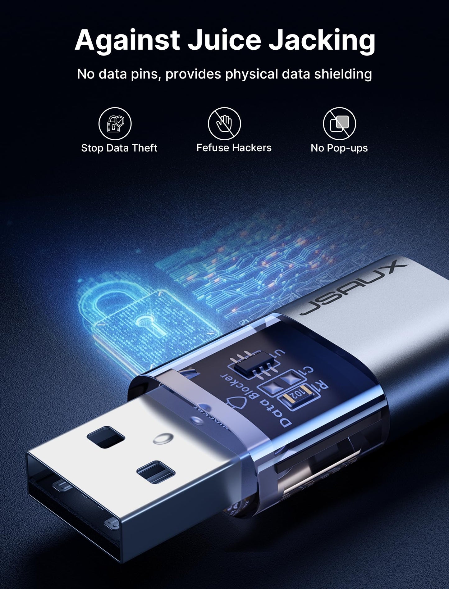 JSAUX USB Data Blocker & USB C Data Blocker (4-Pack), Transparent Type A & Type C Data Blocker Only for Charge, Protect Against Juice Jacking, Refuse Hacking Provide Safe Charging
