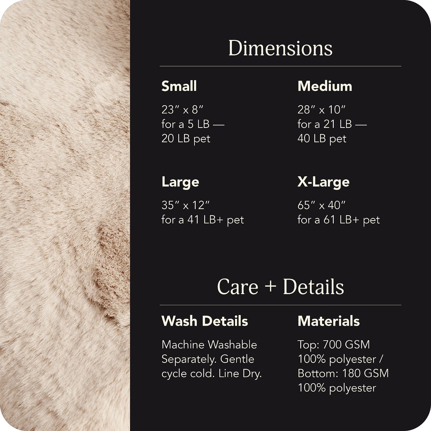 UnHide Floof Pet Bed - Small (23" x 8") - Extra Soft Dog Bed - Removable Faux Fur Cover - Machine Washable - Helps Ease Pet Anxiety & Provides The Perfect Sleep - Beige Bear