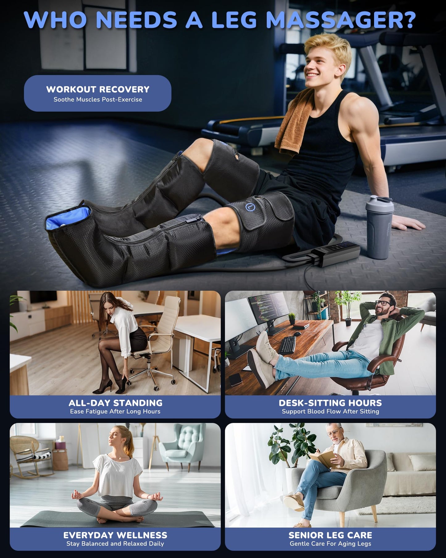 Musugy Leg Massager with Heat and Compression : Sequential Compression Boots with 6 Modes,9 Intensity and 3 Heat for Circulation and Pain Relief - Christmas Birthday Gifts for Mom, Dad, Athletes, Gym