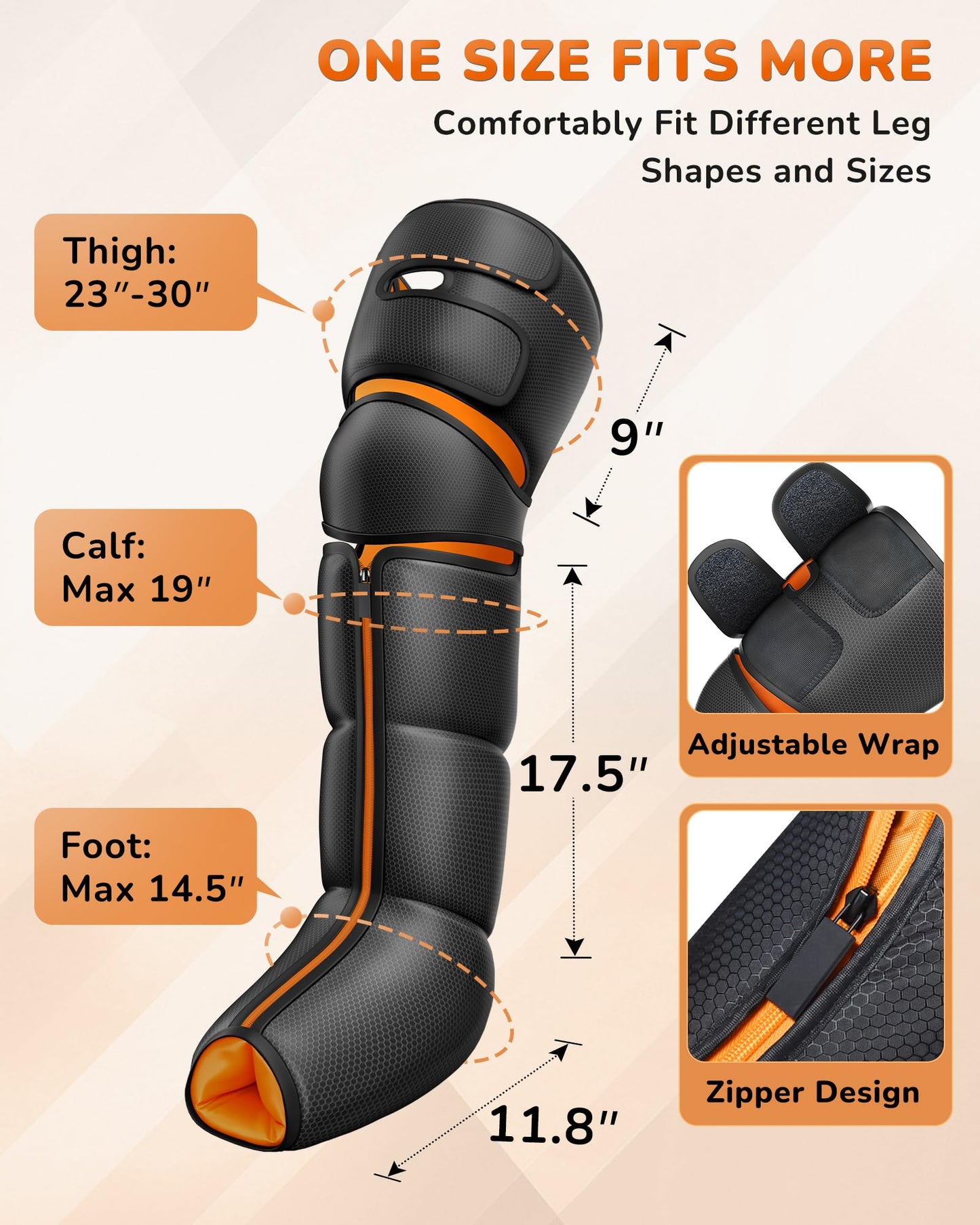 JZBRAIN Leg Massager with Heat and Compression : Sequential Compression Boots with 6 Modes, 9 Intensity and 3 Heat – Leg Massager for Circulation and Pain Relief - Gifts for Mom,Dad,Seniors,Him,Her